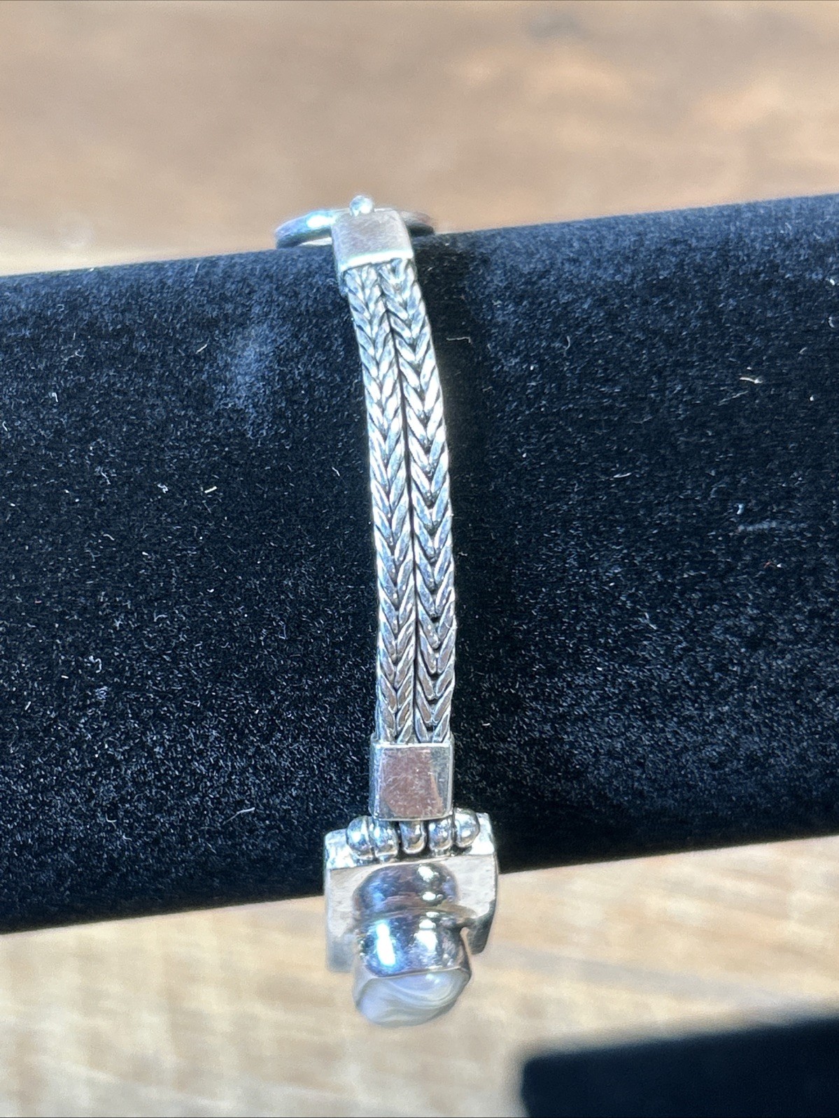 Vintage 925 NF Mother Of Pearl Bracelet-Toggle Clasp-7.25in-28 Grams
