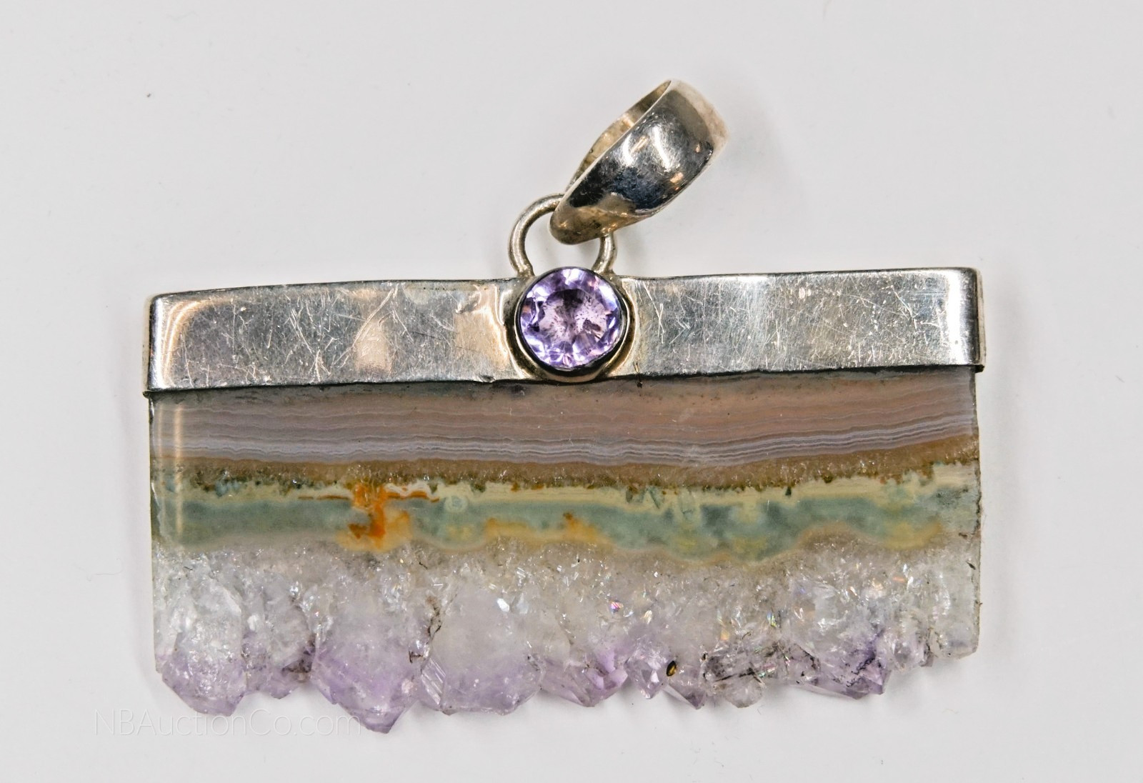 Amethyst Geode Slice Sterling 925 Jewelry Pendant