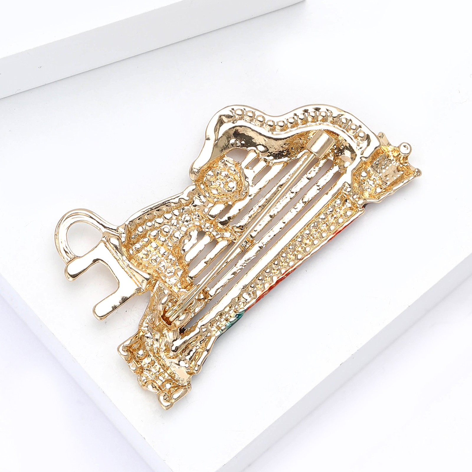 Creative Harp-Playing Cat Brooch Alloy Rhinestone Pin Women’s Clothing Accessory