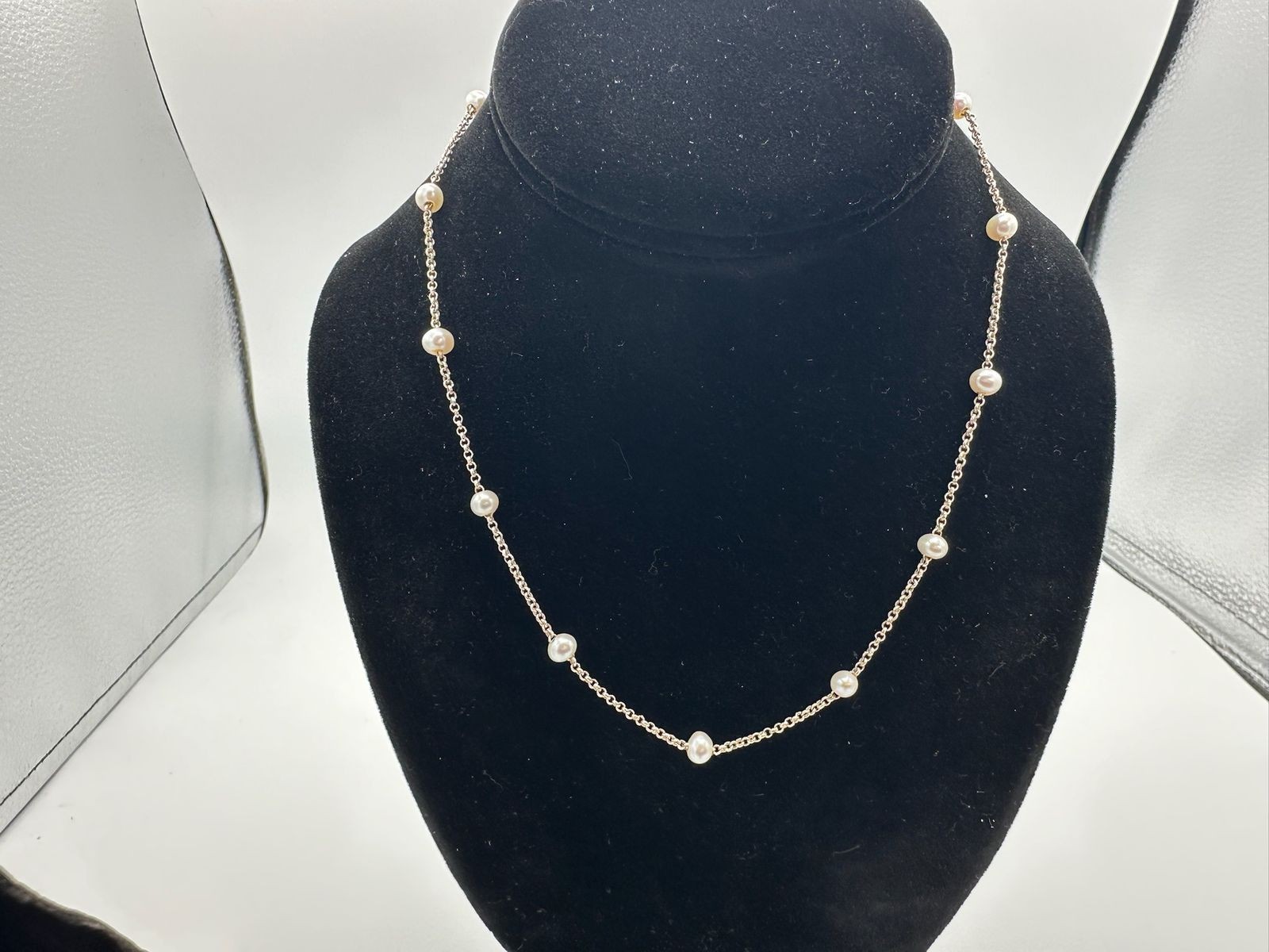 5.00g Vintage Sterling Silver 925 Chain Rolo Station Bead Link Necklace 16 in M
