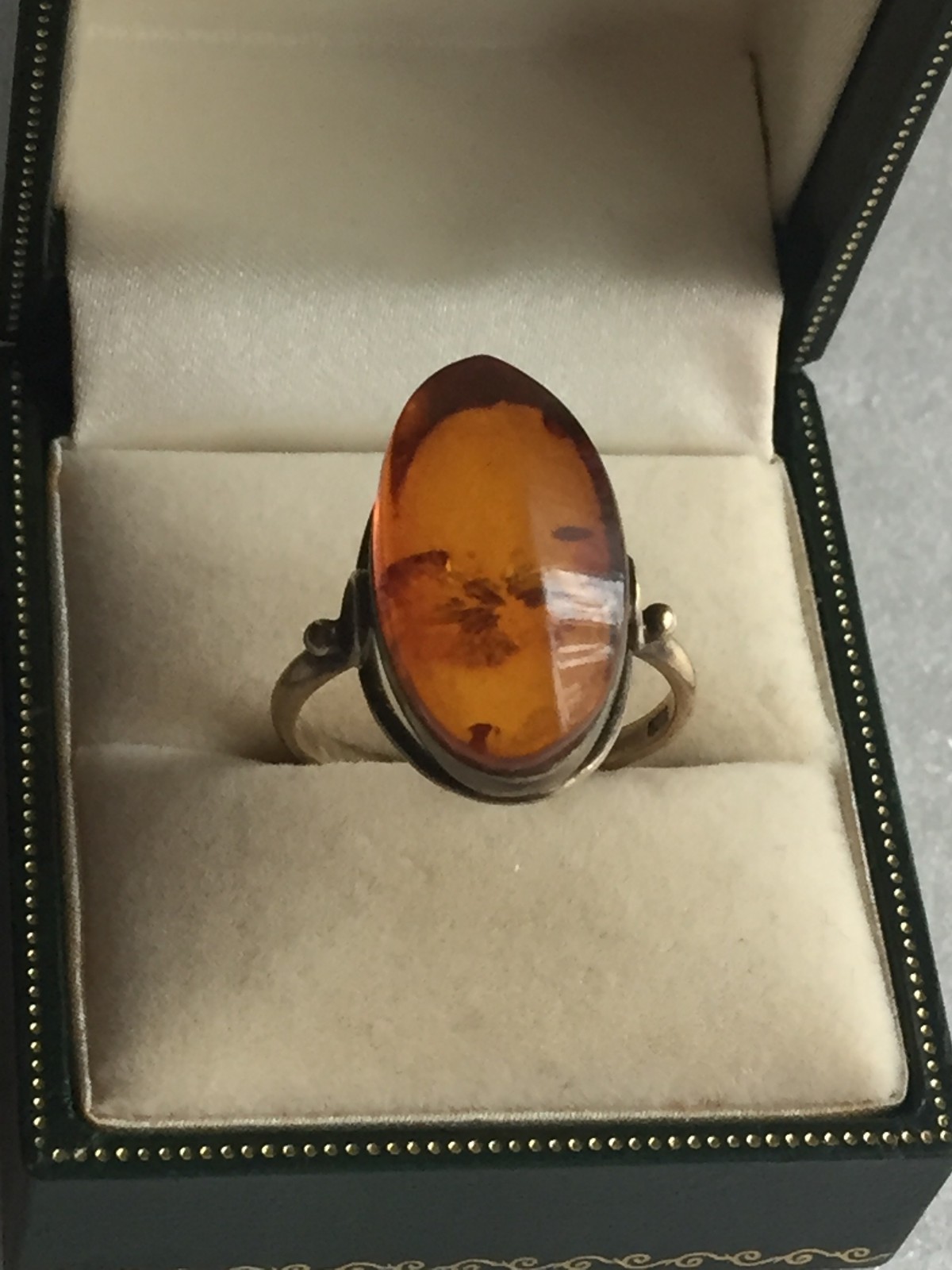 Rings Gold Plated Vintage Soviet Silver 875 USSR 100% Genuine Royal amber Baltic