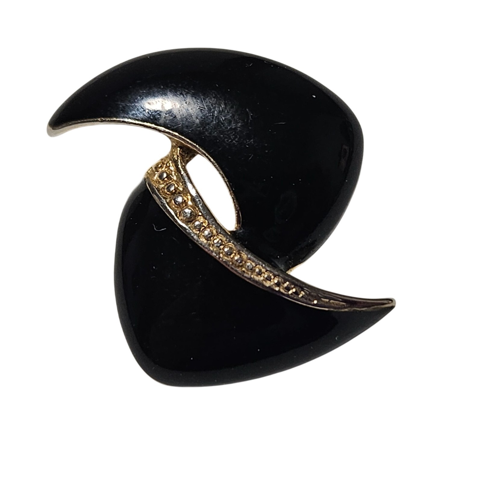 Vintage Black Gold Earrings Textured Detail Enamel Finish Fashion Jewelry Women
