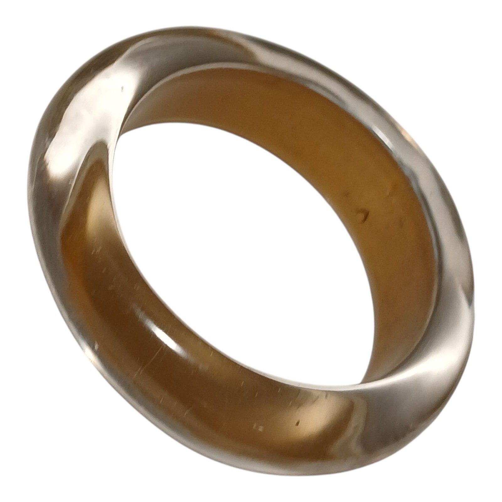 Vintage Clear Champagne Gold Lucite Acrylic Bangle Bracelet Chunky Statement 8″