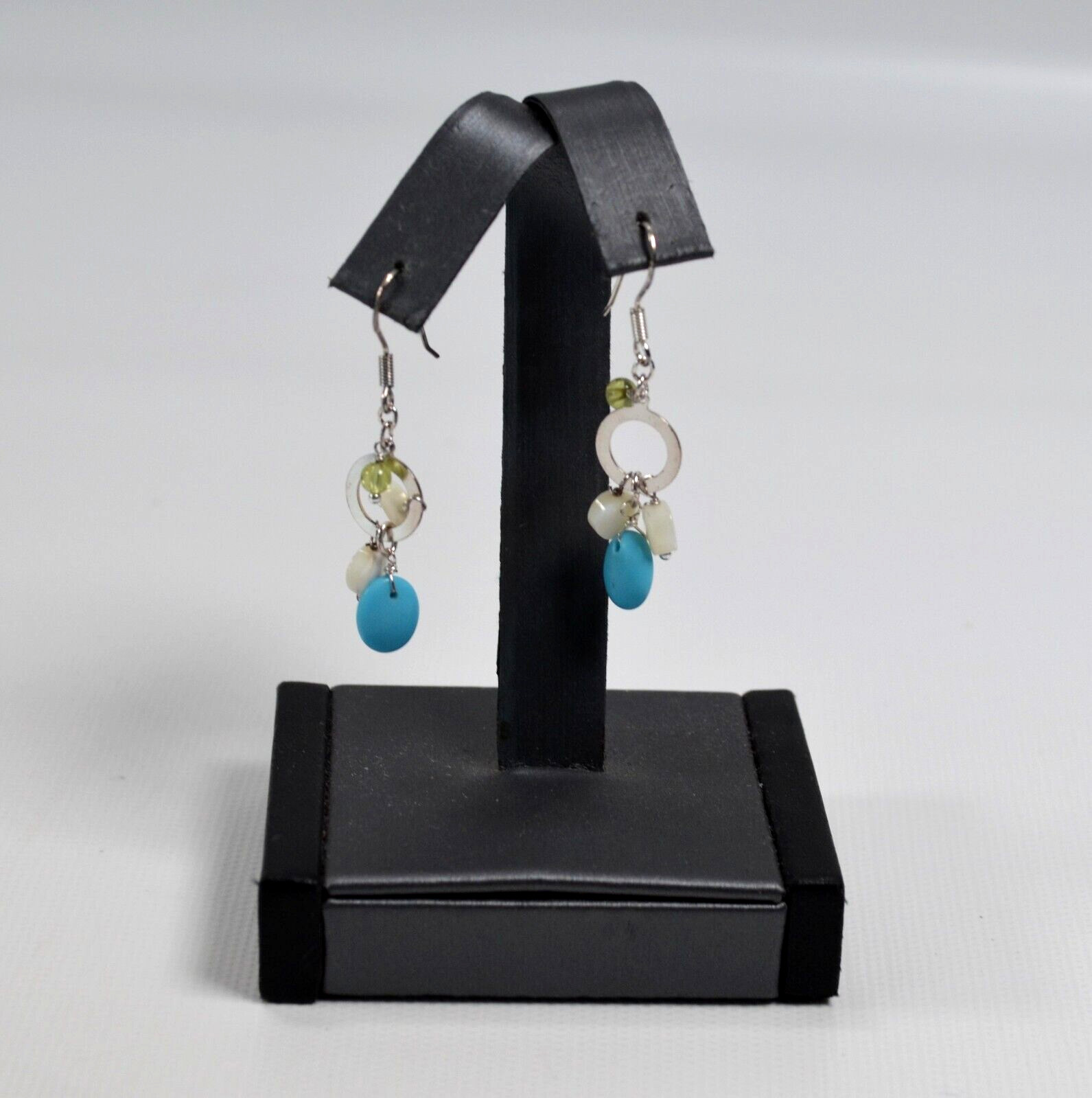 Silver Tone 925 Hook Dangle Pierced Earrings 1.78″