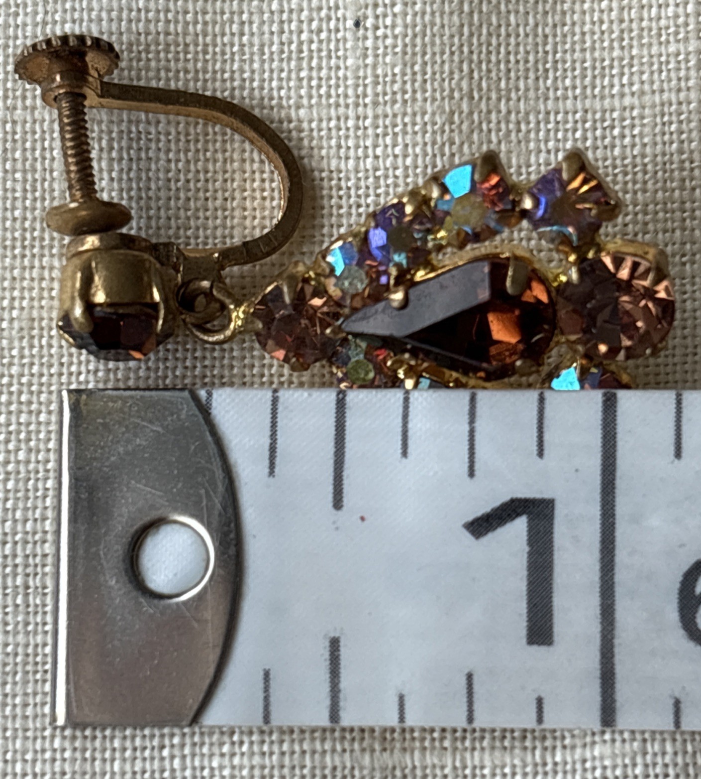Vintage Juliana DeLizza and Elster AB Rhinestones Screw On Dangle Earrings