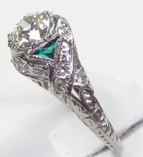 Antique Art Deco 1920’s Diamond Engagement Ring Plat Pall Ring Size 5.5 UK-K1/2