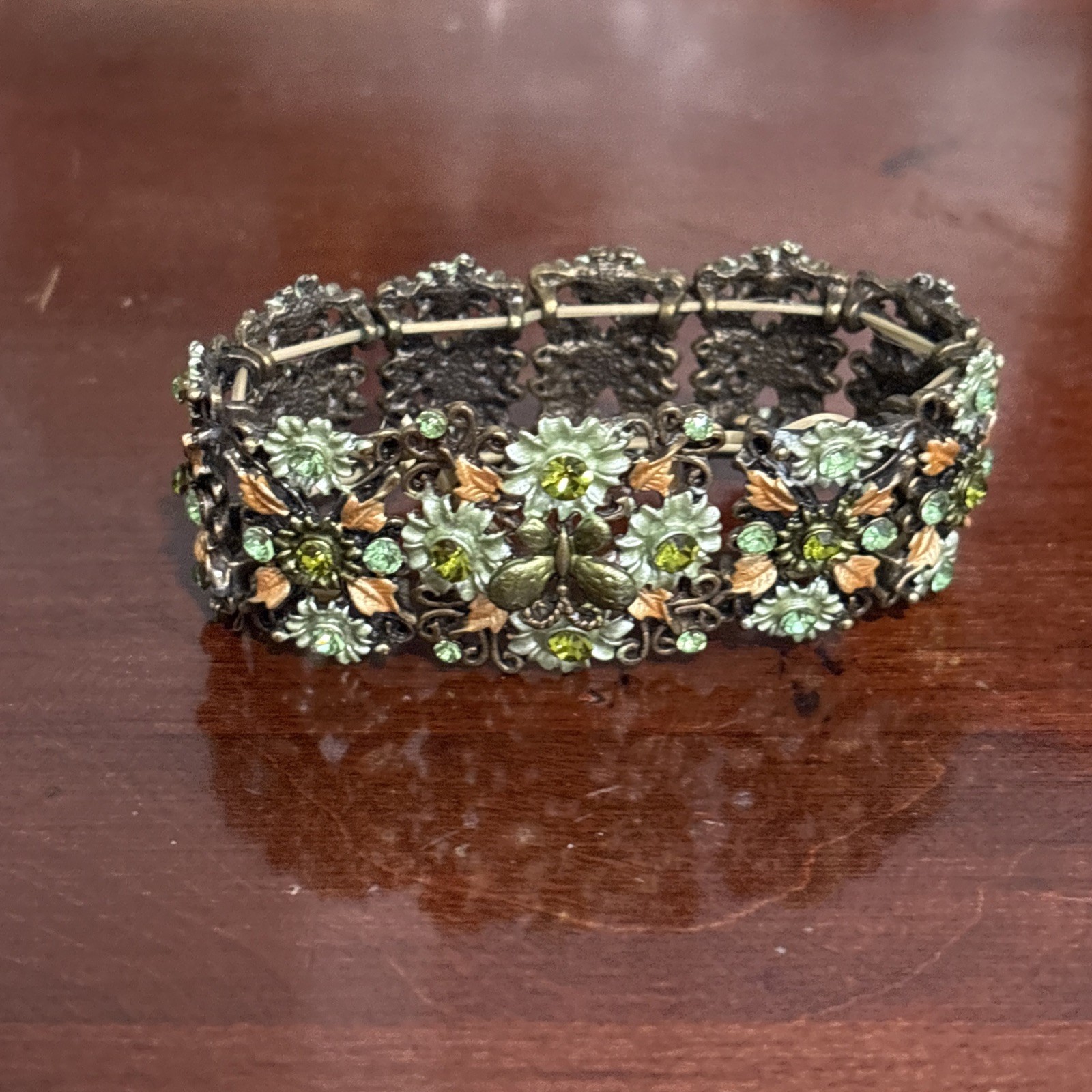 Vintage Victorian Revival Style Multi Link Butterfly Motif Costume Bracelet