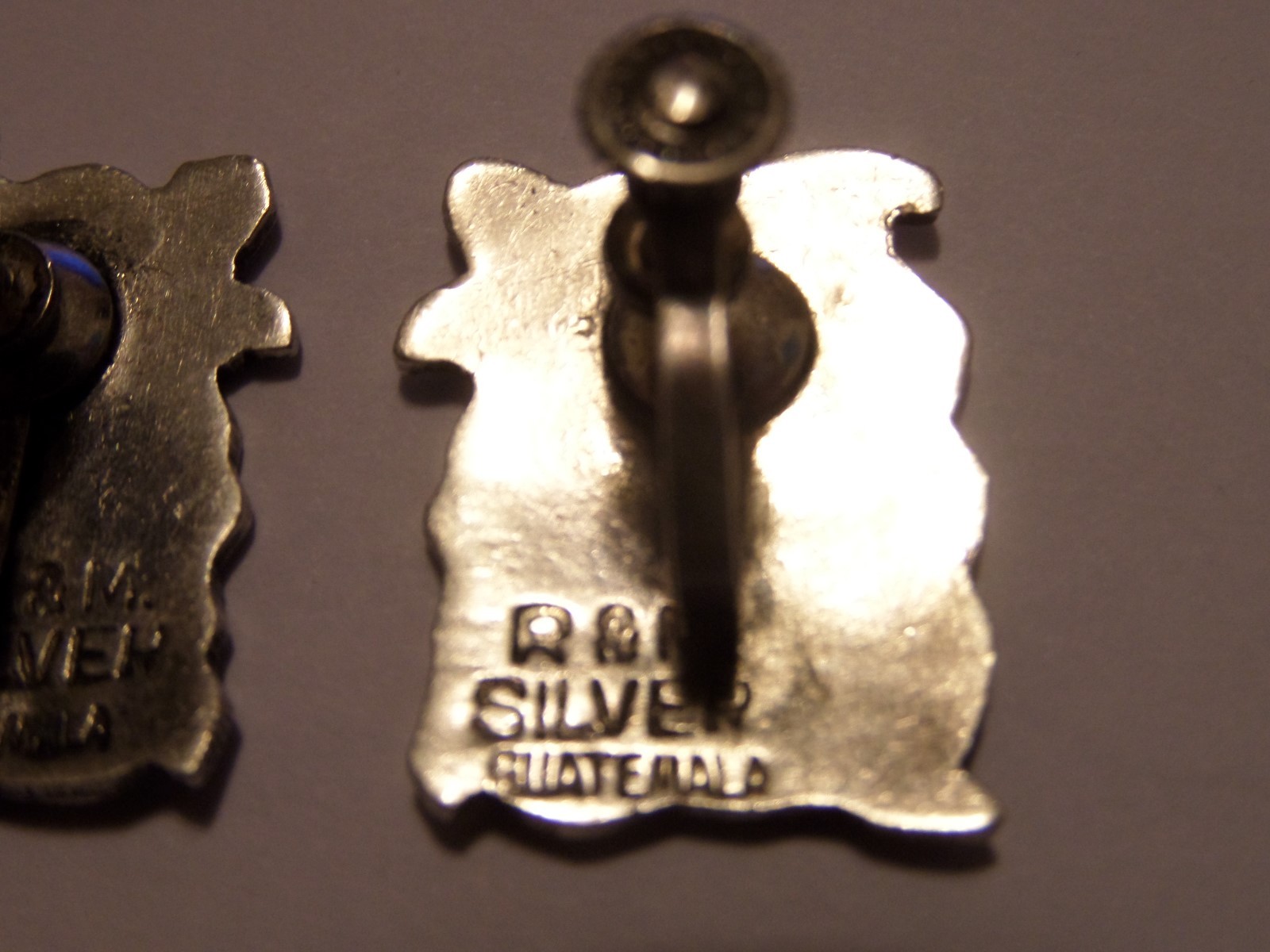 VINTAGE STERLING GUATEMALA SCREWBACK EARRINGS SIGNED R&M TESTED