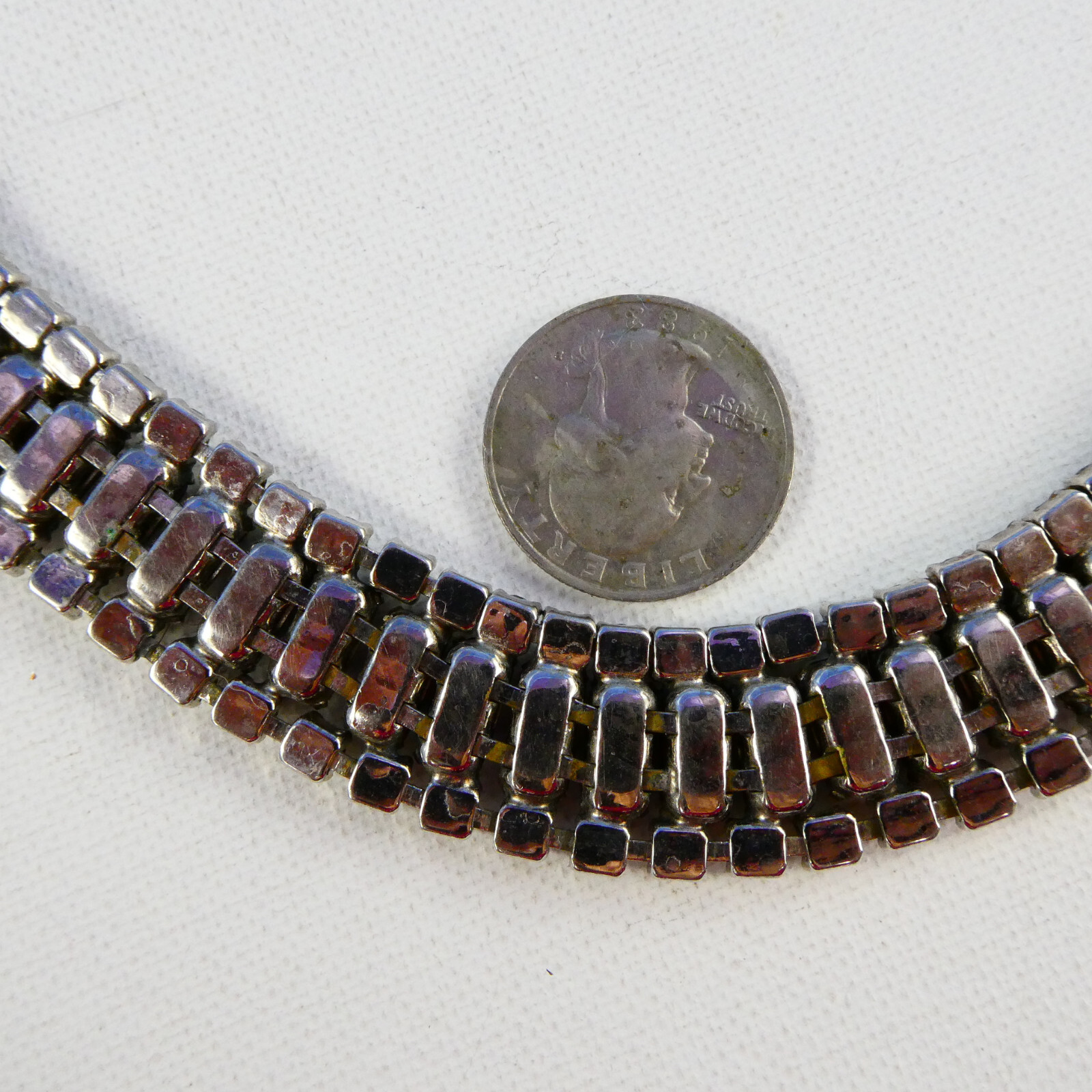 Vintage Black & Clear Rhinstone Bracelet 60’s Bling Jewelry Pretty
