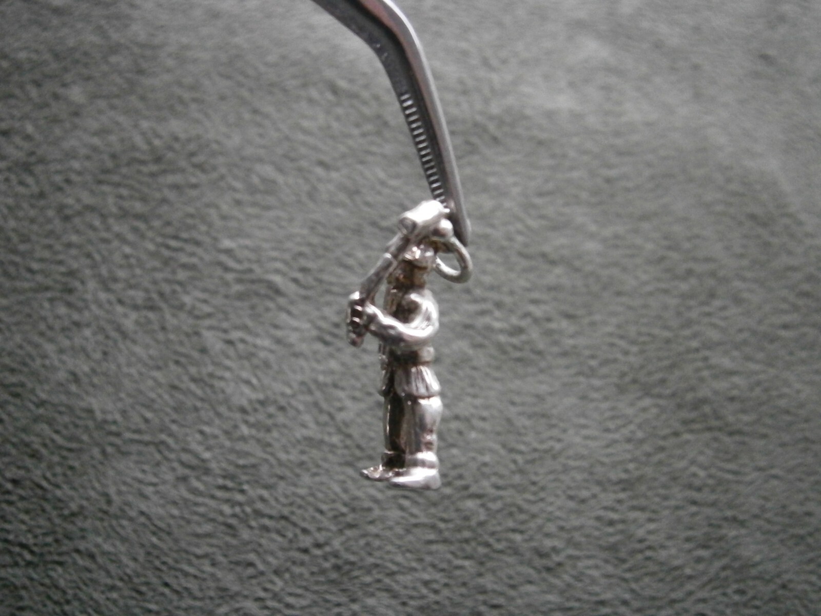 Leprechaun with Shillelagh Club Vtg Sterling Silver Bracelet Charm Pendant 2.7g