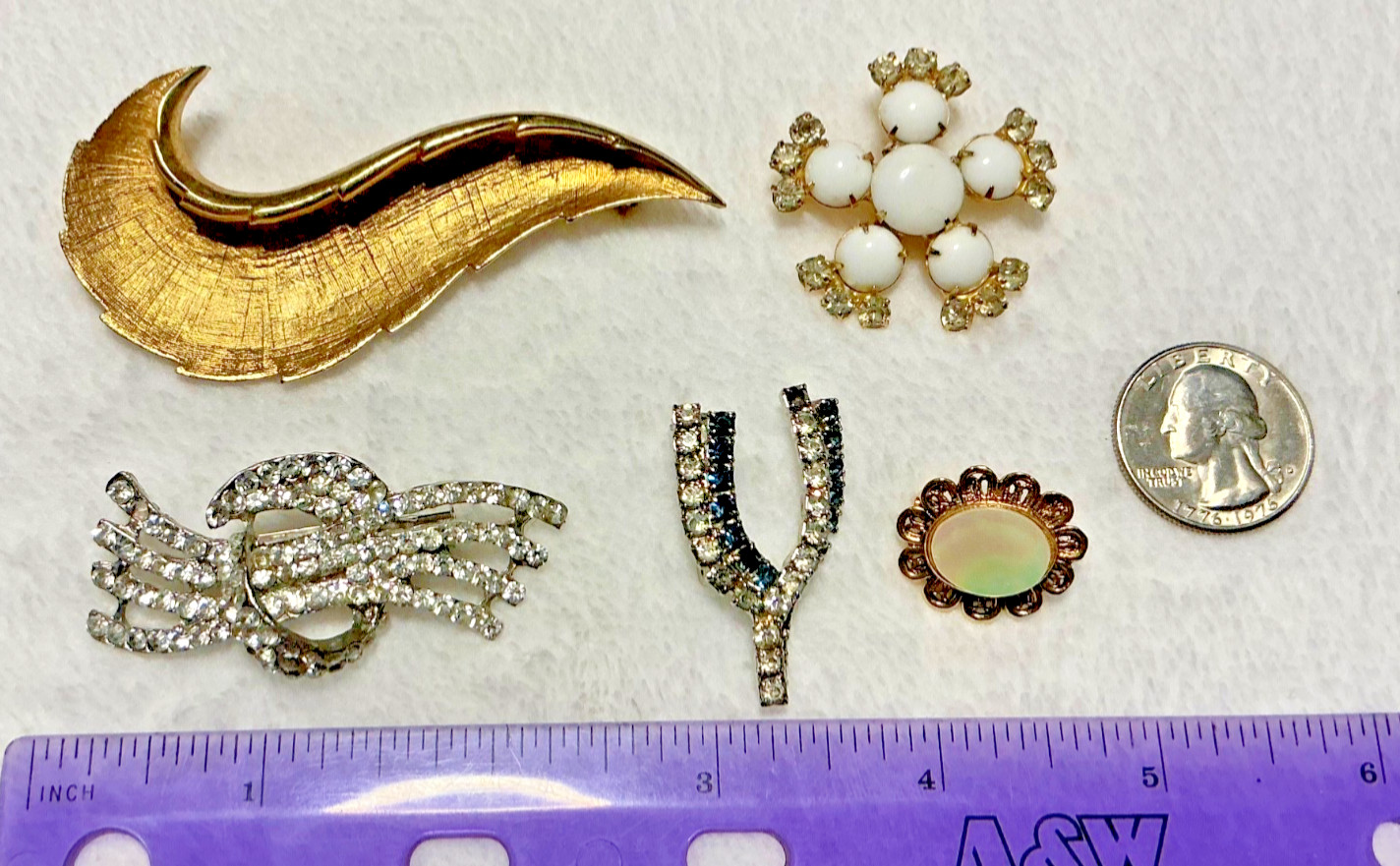 Vintage to Now Brooch Pin Lot Signed Tacoa and Unsigned Gold Silver Tone MOP