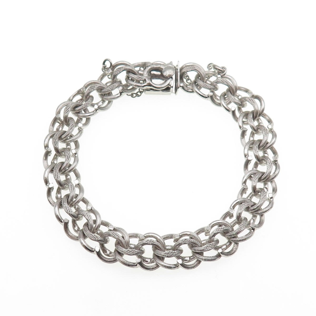 A&Z HAYWARD 925 Sterling Silver Antique Art Deco Double Rolo Link Bracelet 7″