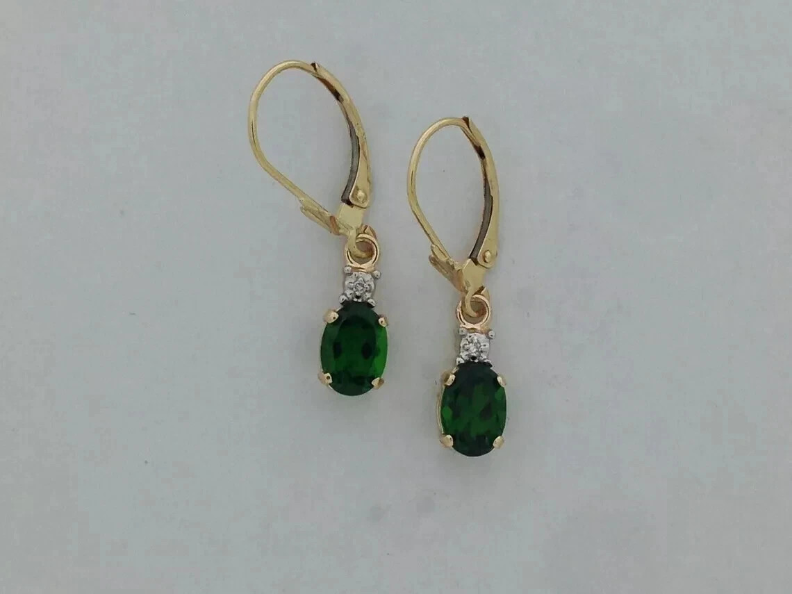 Art Deco Lab Created Diamond Woman Special Gift Earring 14K Yellow Gold Finish