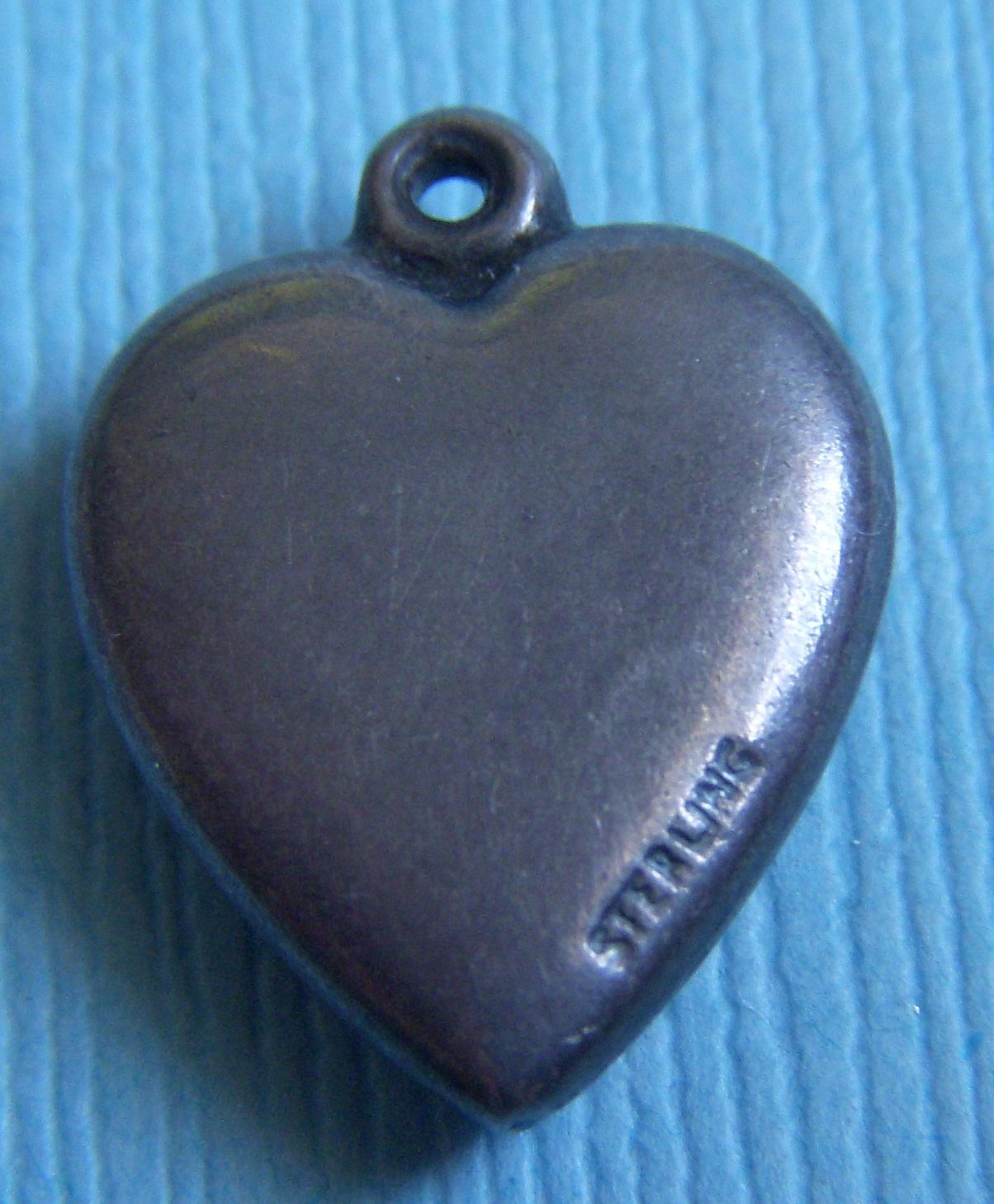 Vintage enamel hearts and flower puffy heart sterling charm