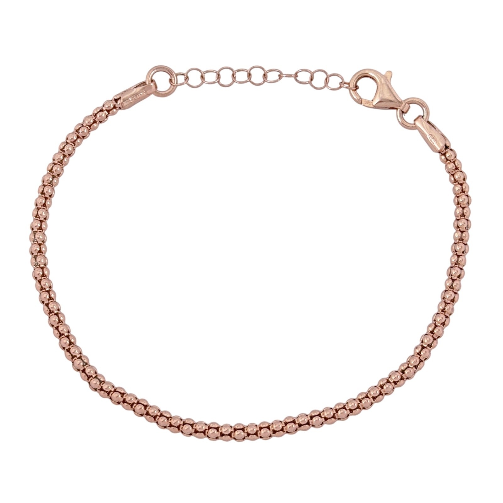 Vintage Rose Gold-Tone Sterling Silver 925 Popcorn Bracelet 7″-8″