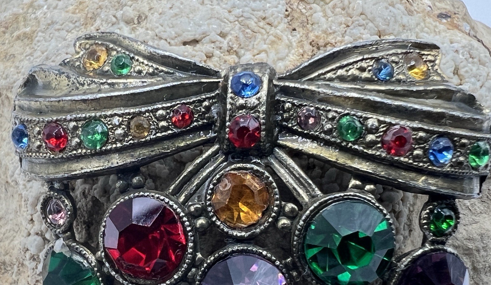 Art Deco Fruit Salad Brooch – C Clasp – no missing stones!