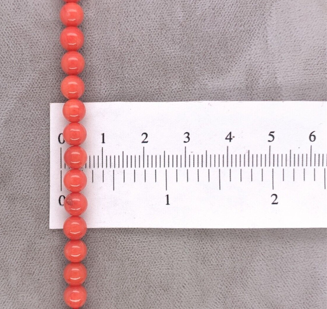 Genuine Natural Ox Blood Red Coral Bead Necklace 5mm Beads w/ 14k Clasp (#J6982)