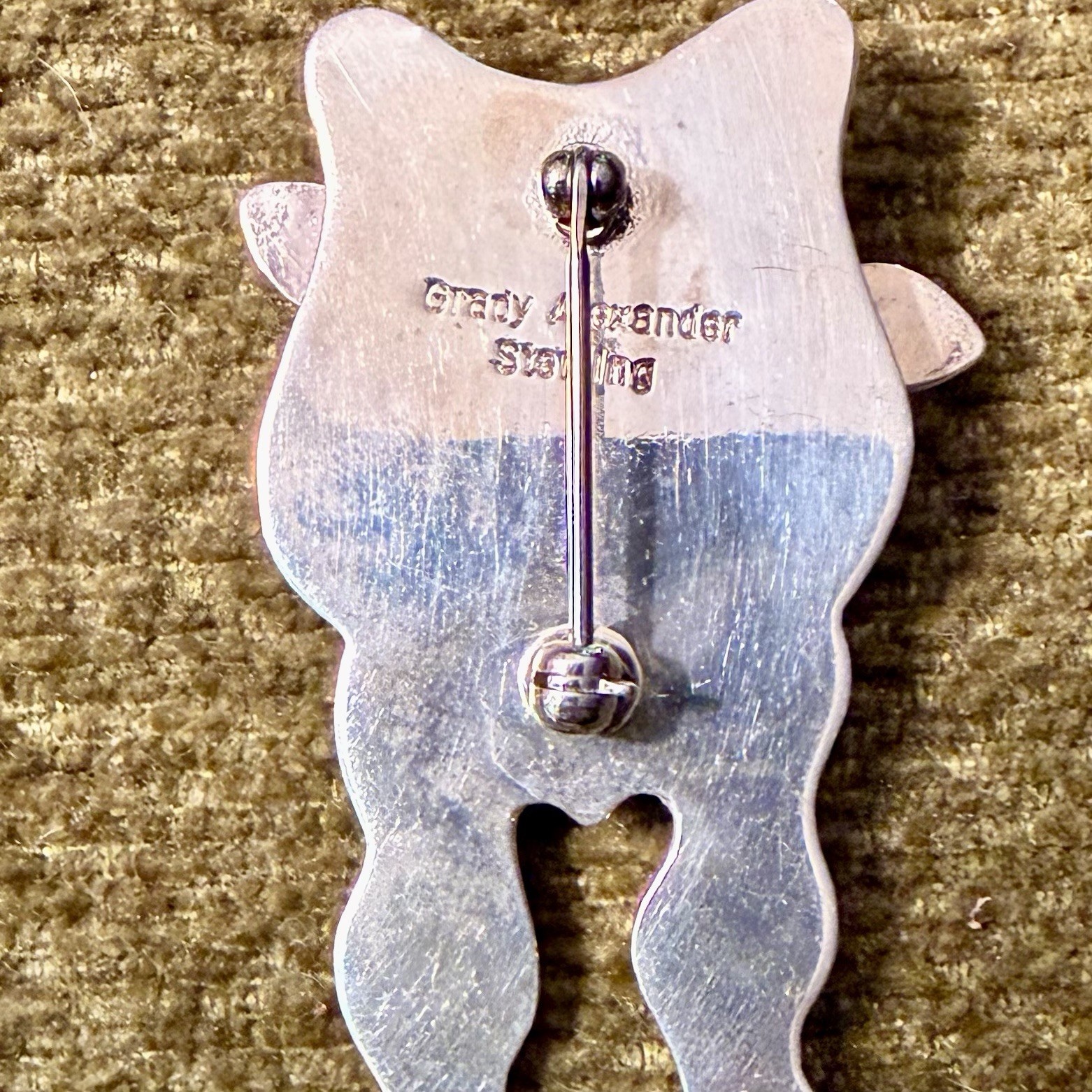 GRADY ALEXANDER Vintage Sterling Silver 925 Lapis Cow Bull Calf Brooch Pin