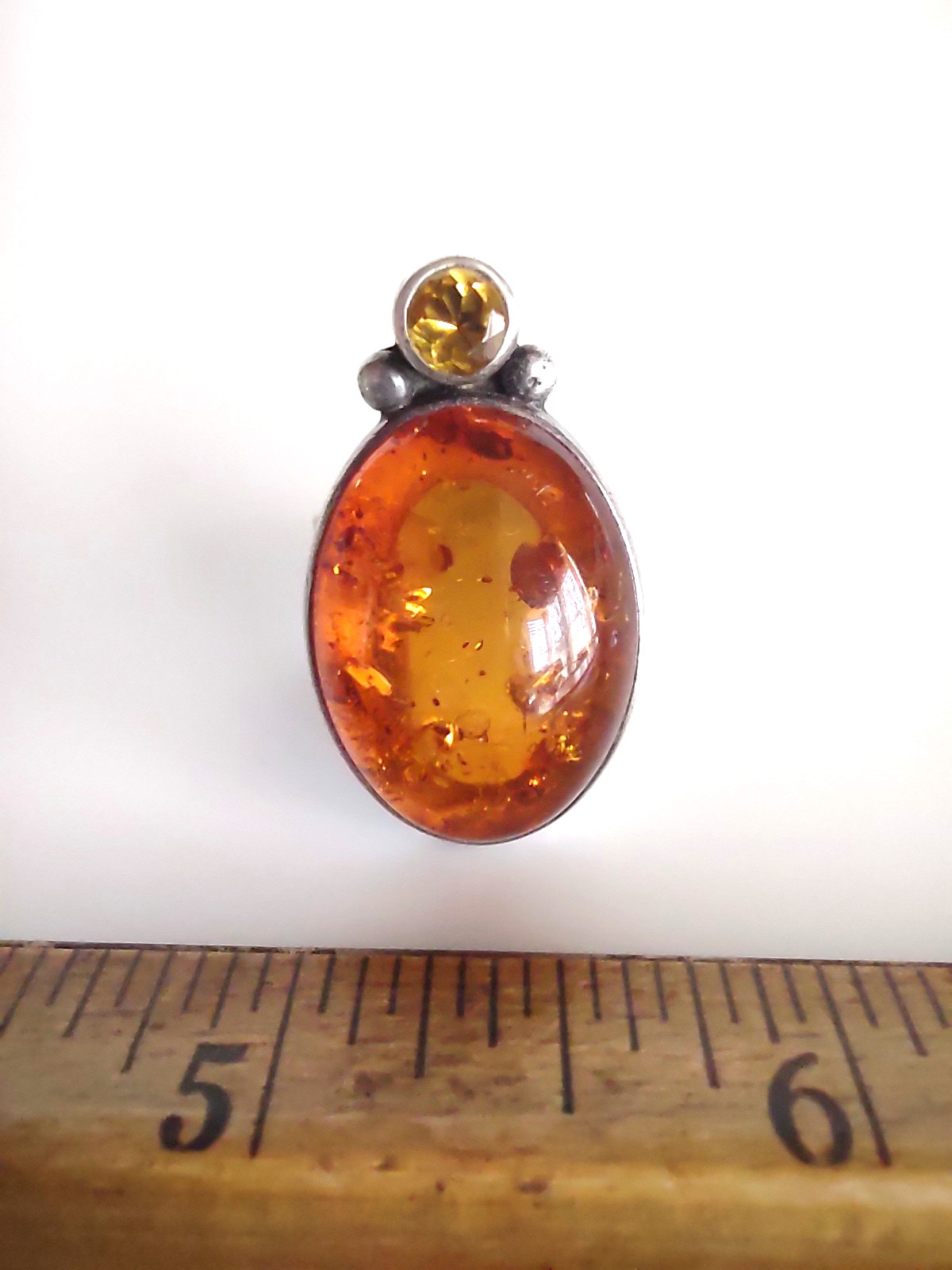 AKR Amy Kahn Russell Signed Sterling 925 Baltic Amber Modernist Ring Size 7