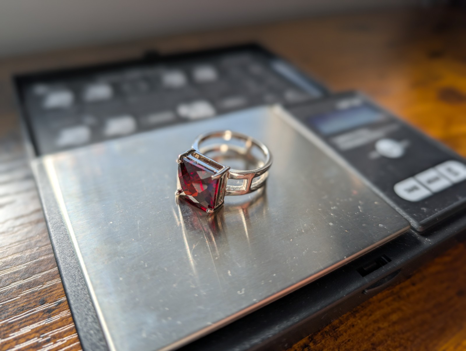 Sterling Silver 7Grams DBJ Dee Berkley Jewelry Garnet Red CZ Square Cut Ring S8