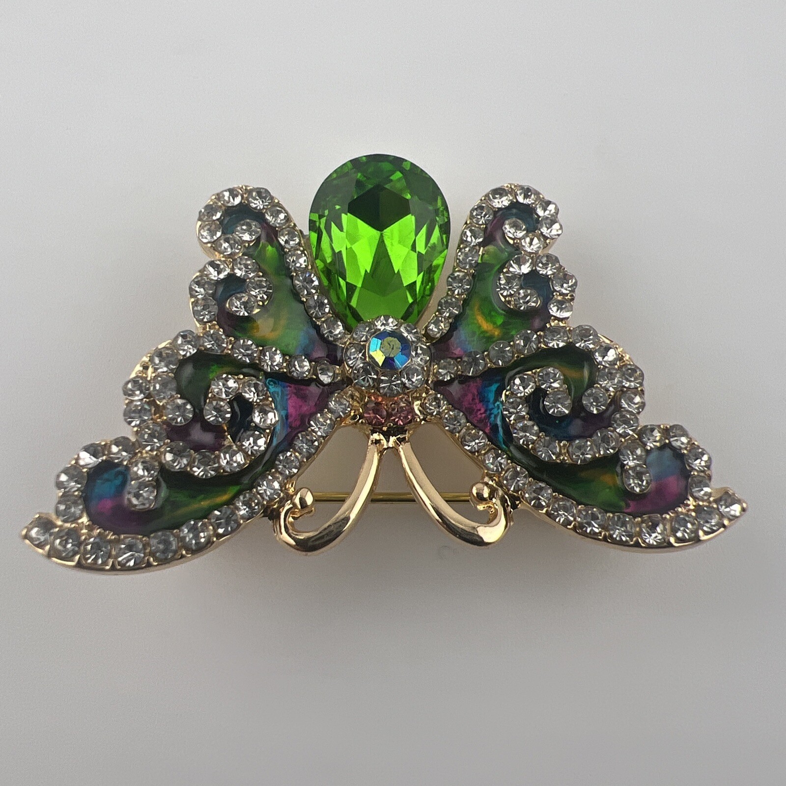 Vintage Green Butterfly, Colorful Butterfly, Butterfly Brooch A-53