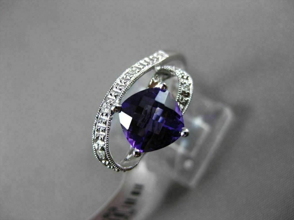 ESTATE LARGE 1.52CTW DIAMOND & AAA AMETHYST 14KT WHITE GOLD FLOATING 3D RING