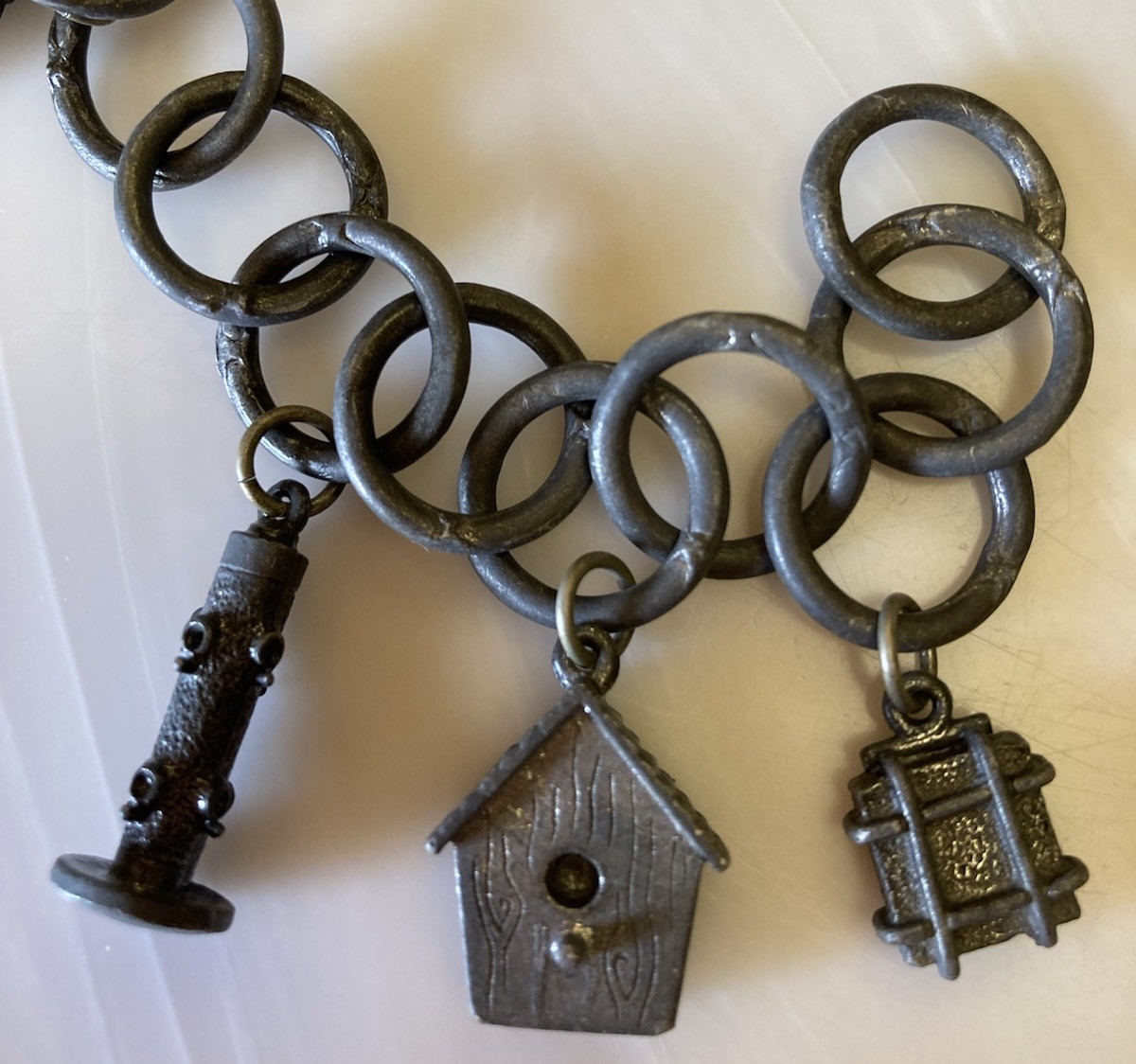 Smith & Hawken CLIFT Garden Charm Bracelet PEWTER Birdhouse & Bird Lover Feeders