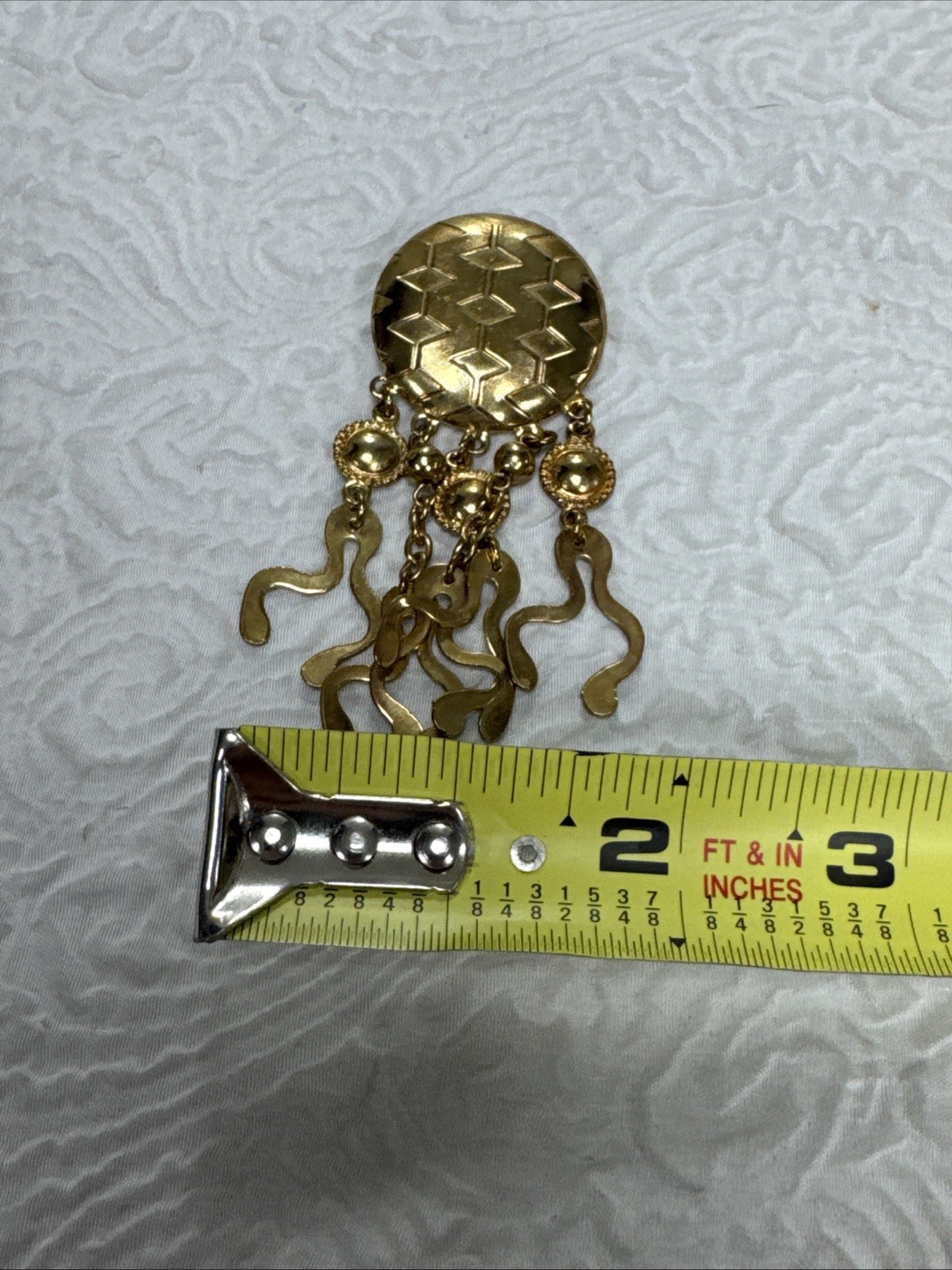 Vintage Gold-Tone Multi-Chain Dangle Artistic Octopus Statement 3.5” Earrings