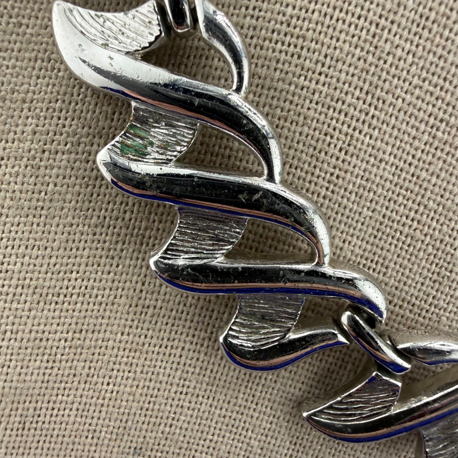 Vintage Monet Necklace Silver Tone Wave 16”
