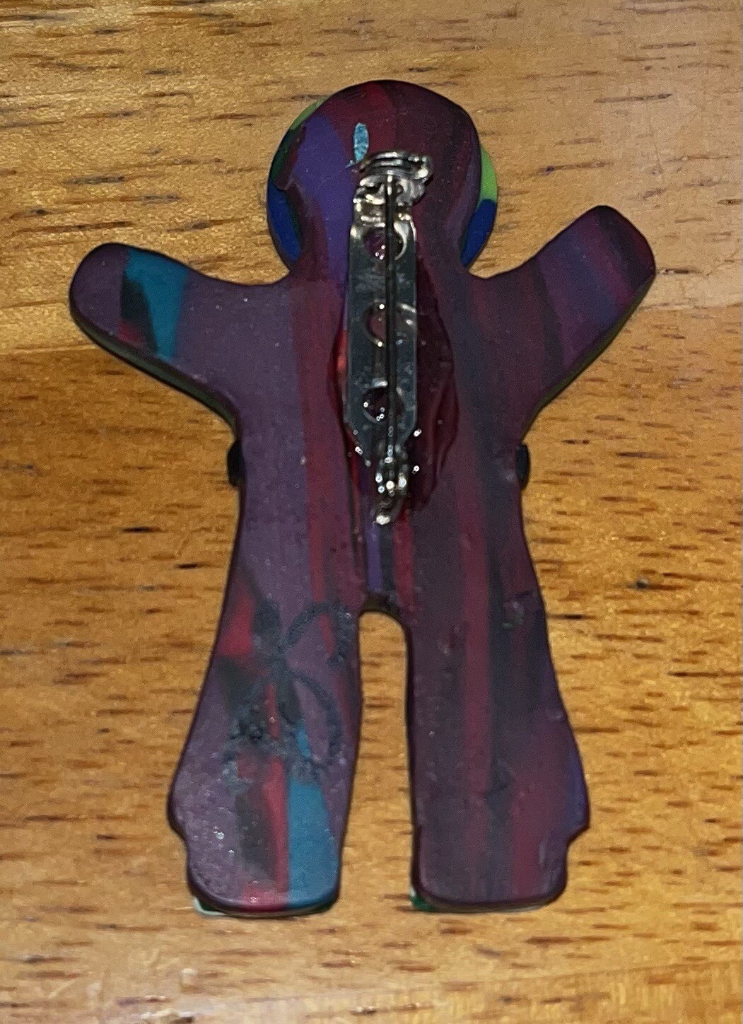Blue Green Person Child Clay Pin/Brooch