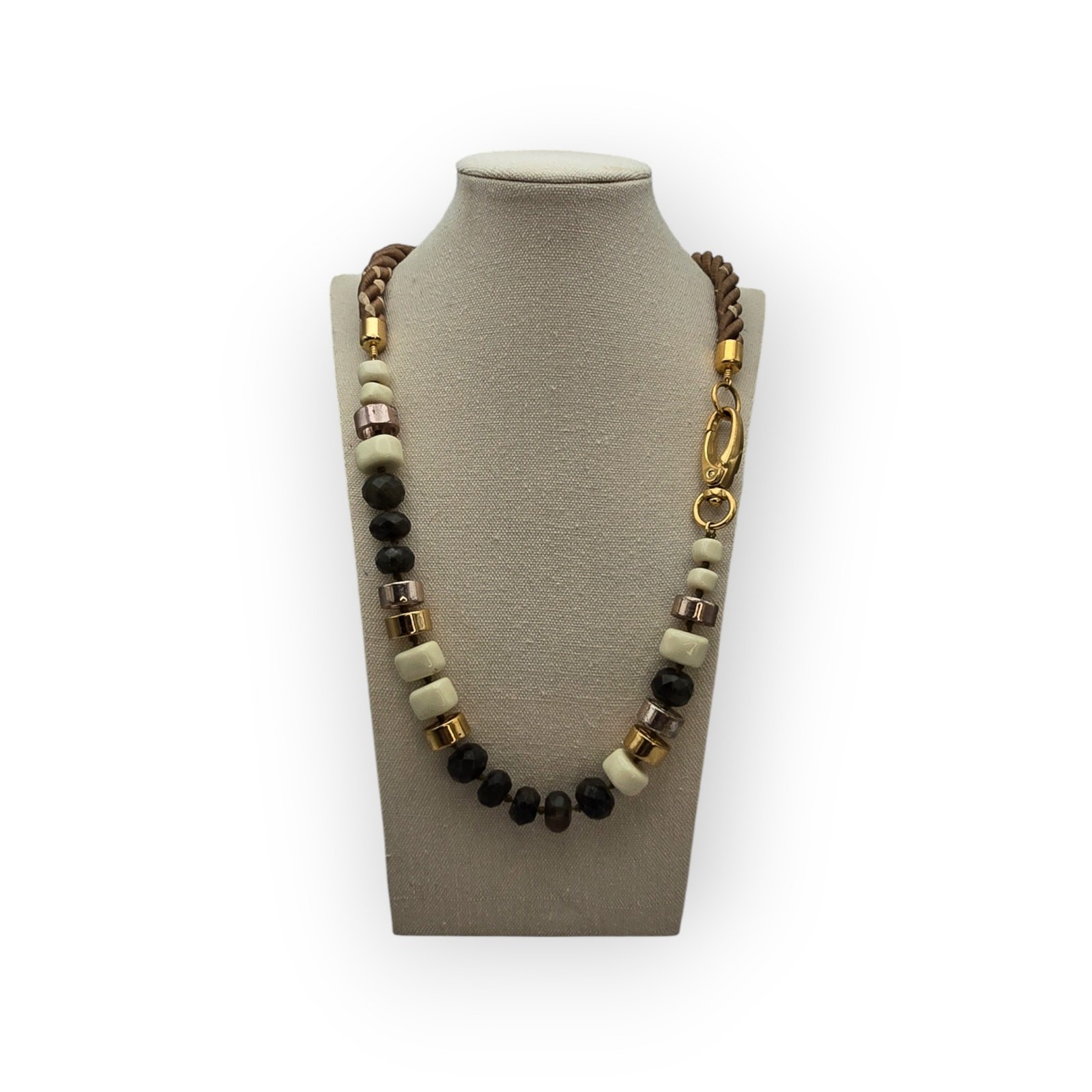 Black, Cream & Metallic Beaded Modern Chic