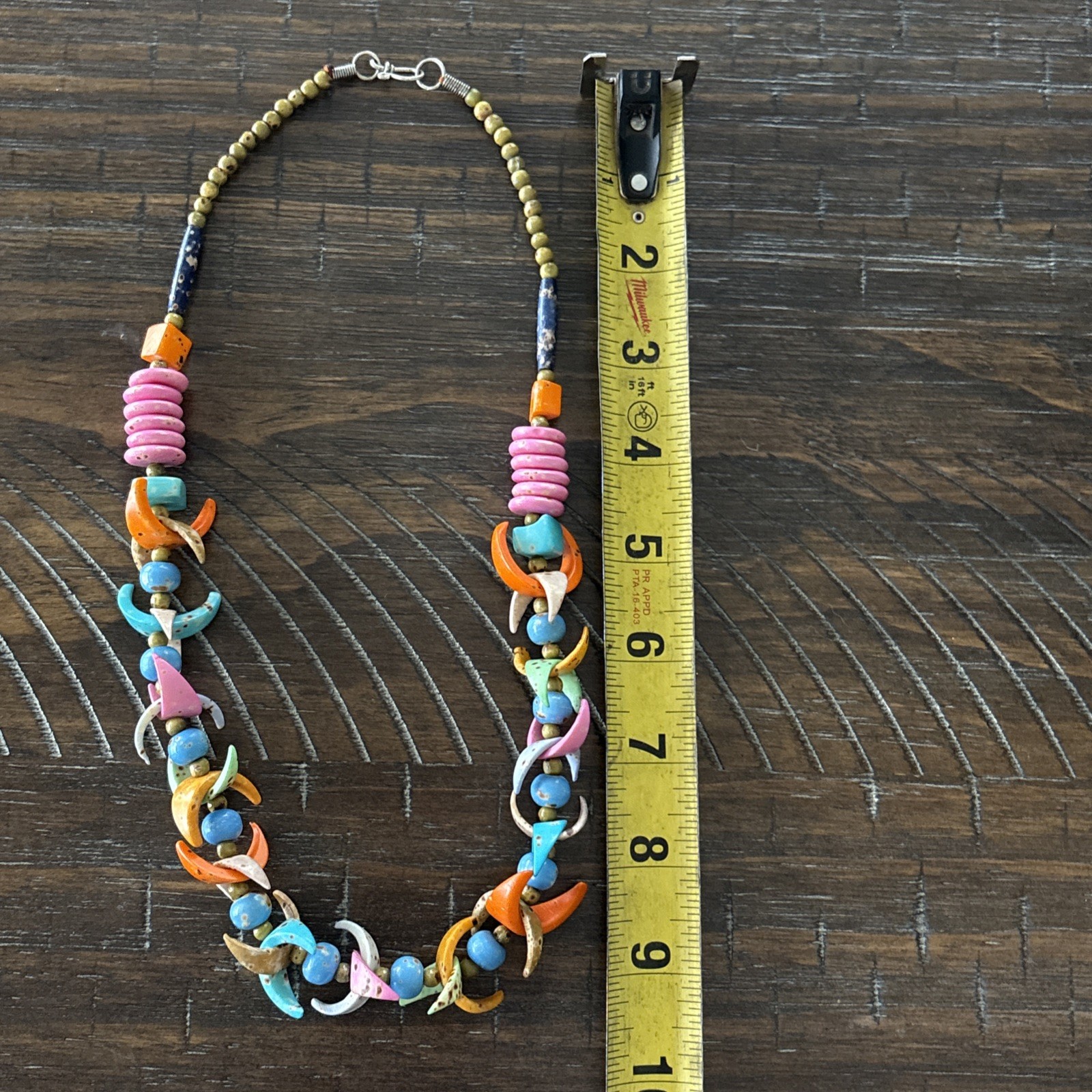 Vintage Bohemian Unique Statement Necklace Multicolor Beads Stone & Shapes Retro