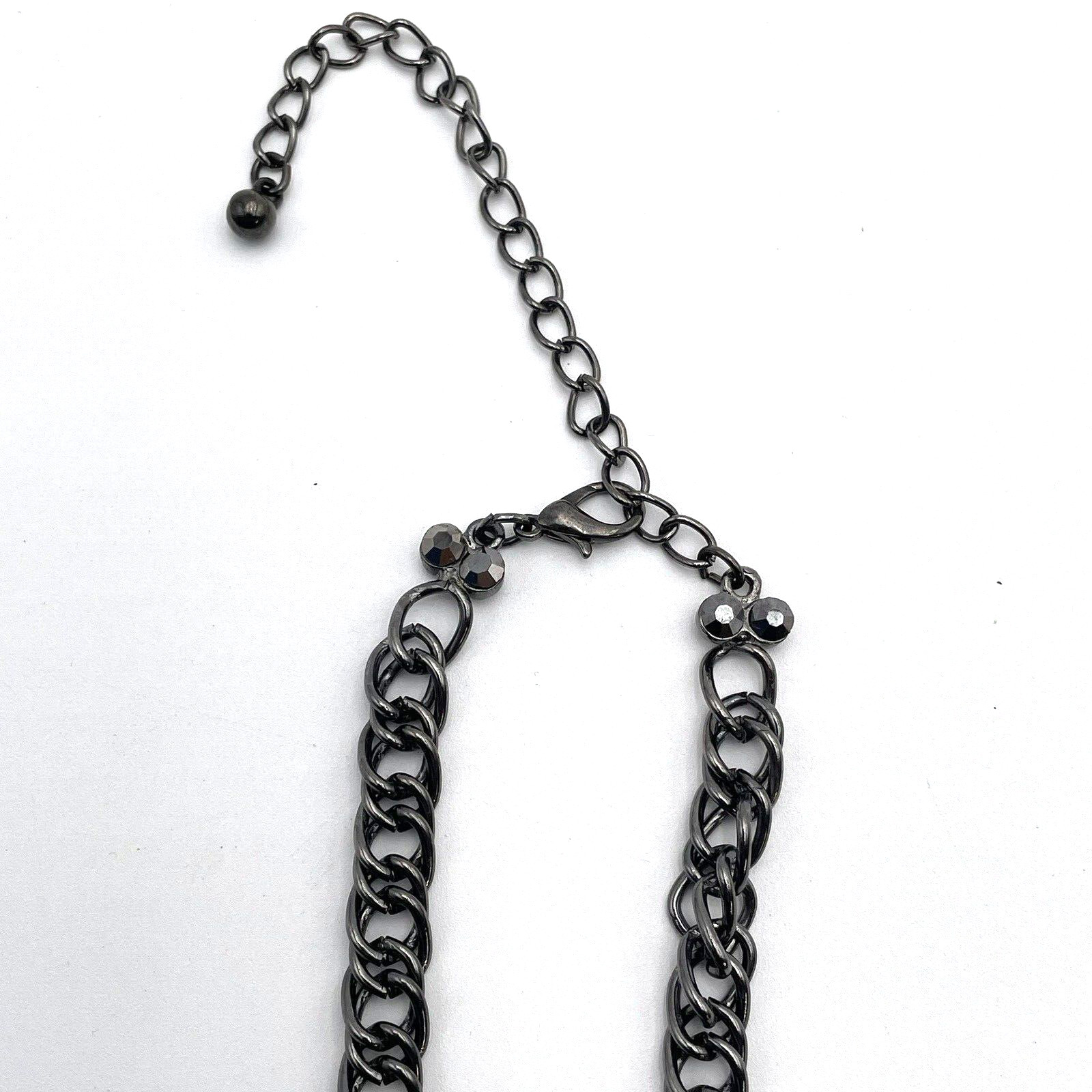 Unique Black Chain & Red Rhinestones Chain Themed Necklace