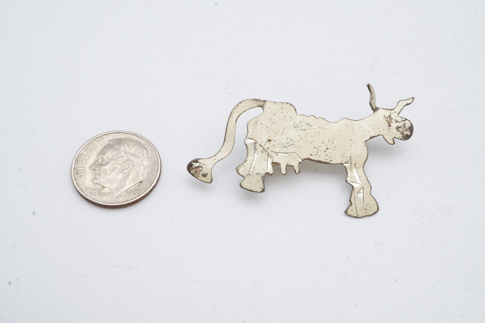 Vintage Sterling Silver 925 Cow Brooch Pin