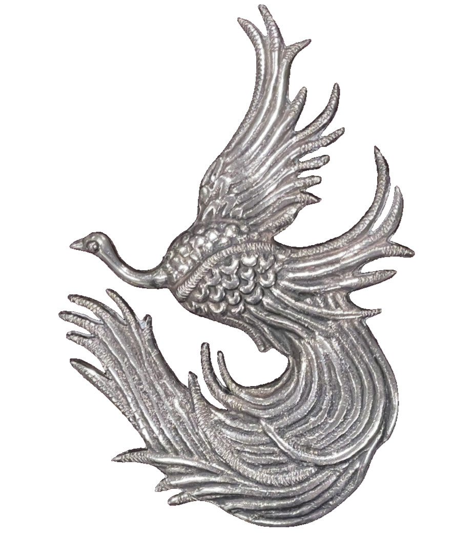 Antique Large Mexican taxco 980 sterling silver bird brooch in EUC, 56 grams!
