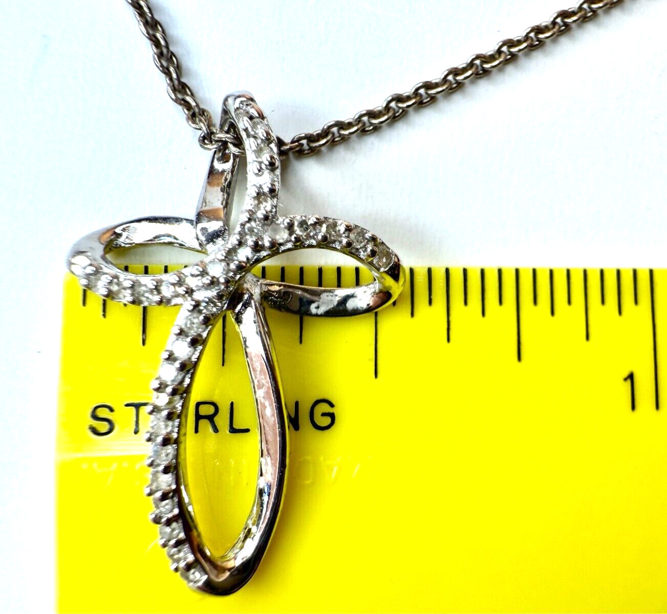 Vintage Sterling Silver & CZ Infinity Cross Pendant- Stella & Dot 925 Necklace