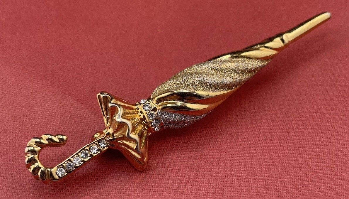 Vintage Whimsical Feminine Umbrella Brooch Pin