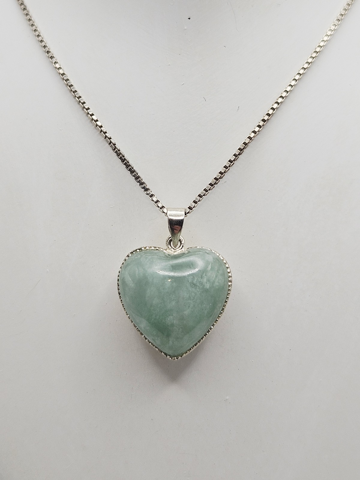 Dee Berkley DBJ Sterling Silver Jade & CZ Heart Pendant On 18″ Chain Necklace