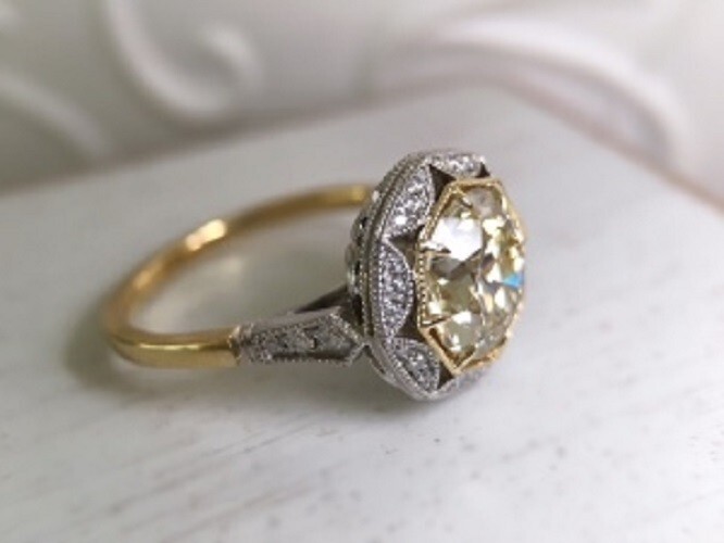 Vintage Art Deco 3.35CT Old European Cut Lab Created Diamond 925 Silver Ring