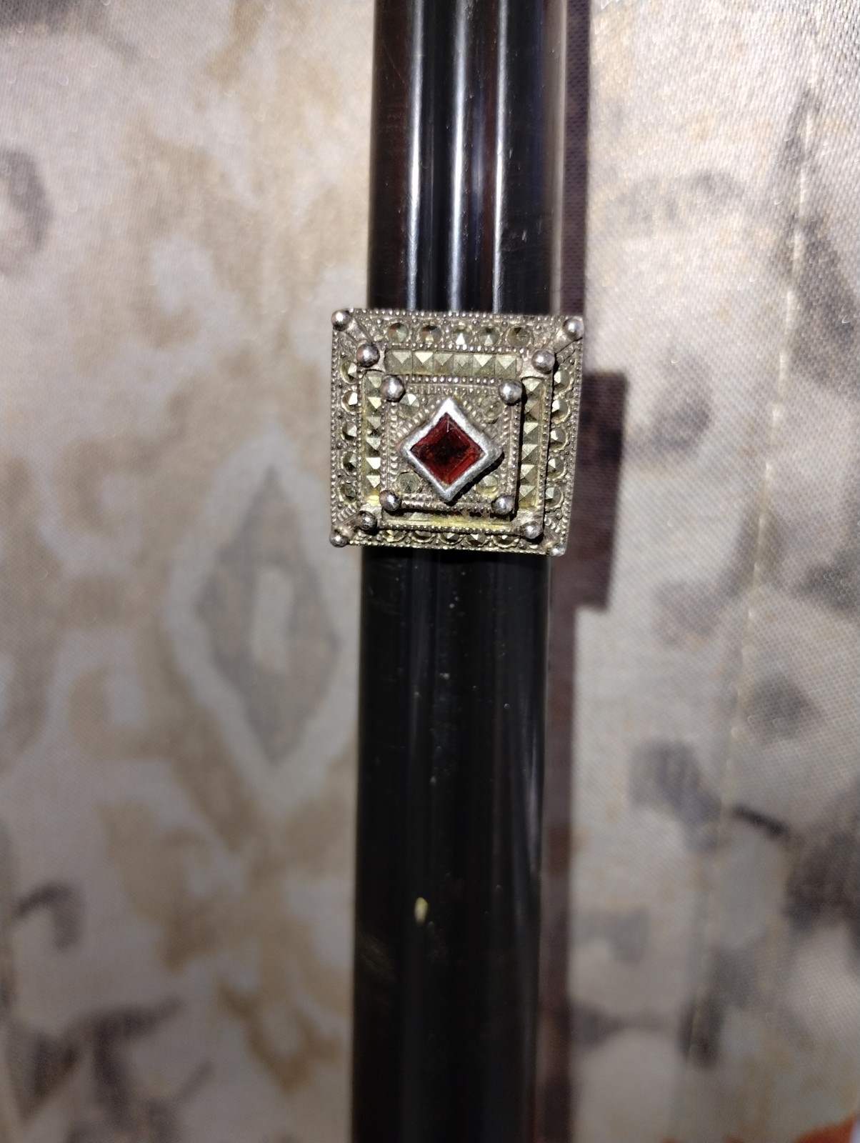 Vintage Dee Berkley DBJ Sterling Silver Garnet Marcasite Ring Size 6.5