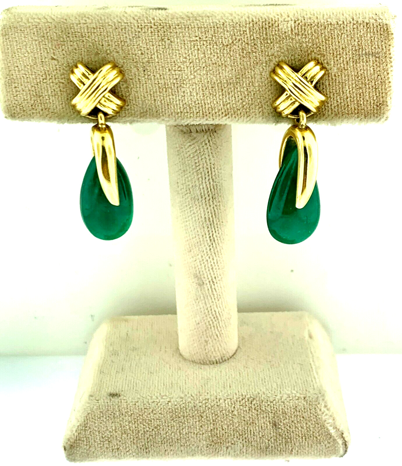 CERTIFIED NATURAL COLOMBIAN EMERALDS 17.5 CTS IN 18K GOLD FINE EARRINGS~$8,015.0