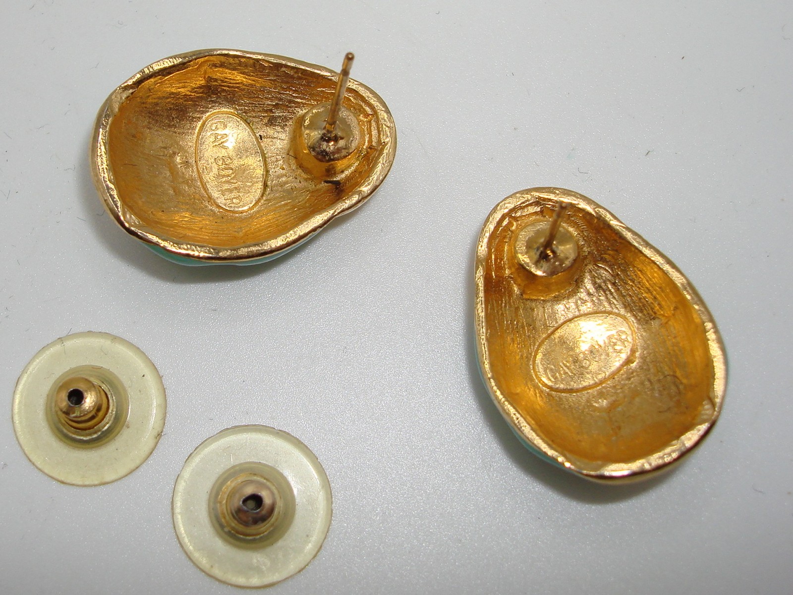 VINTAGE GAY BOYER ENAMEL BEETLE PIERCED EARRINGS!