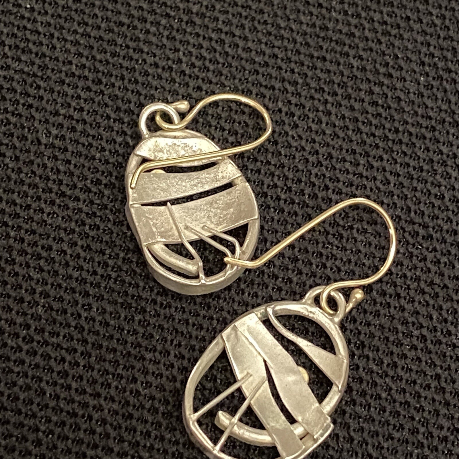 ARTISAN HAND MADE ESTATE STERLING SILVER MODERNIST VERMEIL DETAIL 1 1/8” X 1/2”