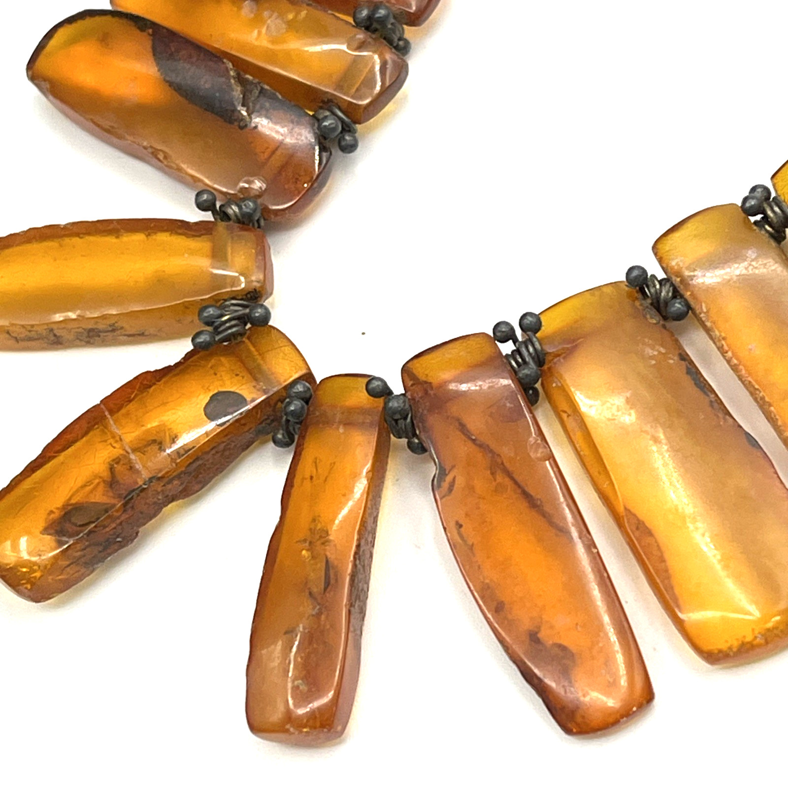 Vintage Natural Baltic Honey Amber Beaded Bib Statement Necklace 20″