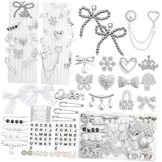 RQAYE 268pcs Silver Junk Socks Charms Kit,Shoe Charms for Sneakers, Sliver