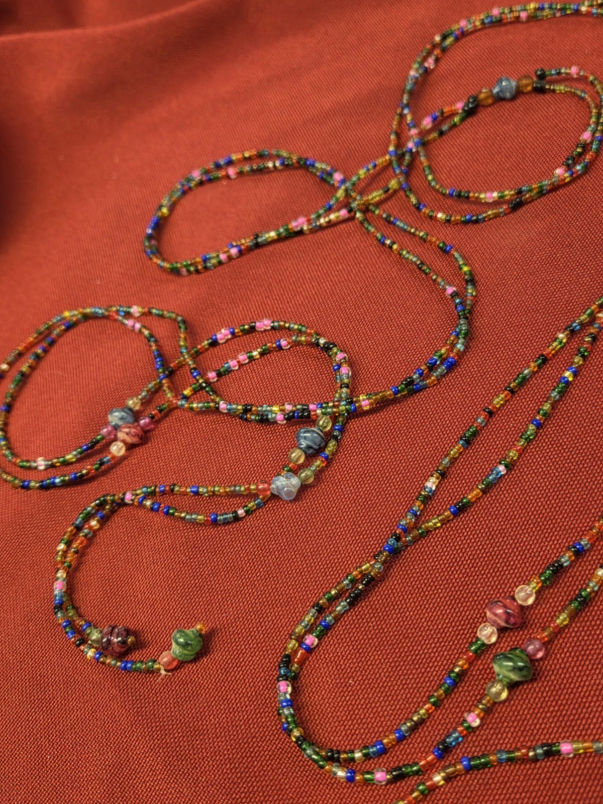 Vintage Multi-Strand Seed Bead Necklace 4 Strand Wrap Boho Tribal Glass Beads…