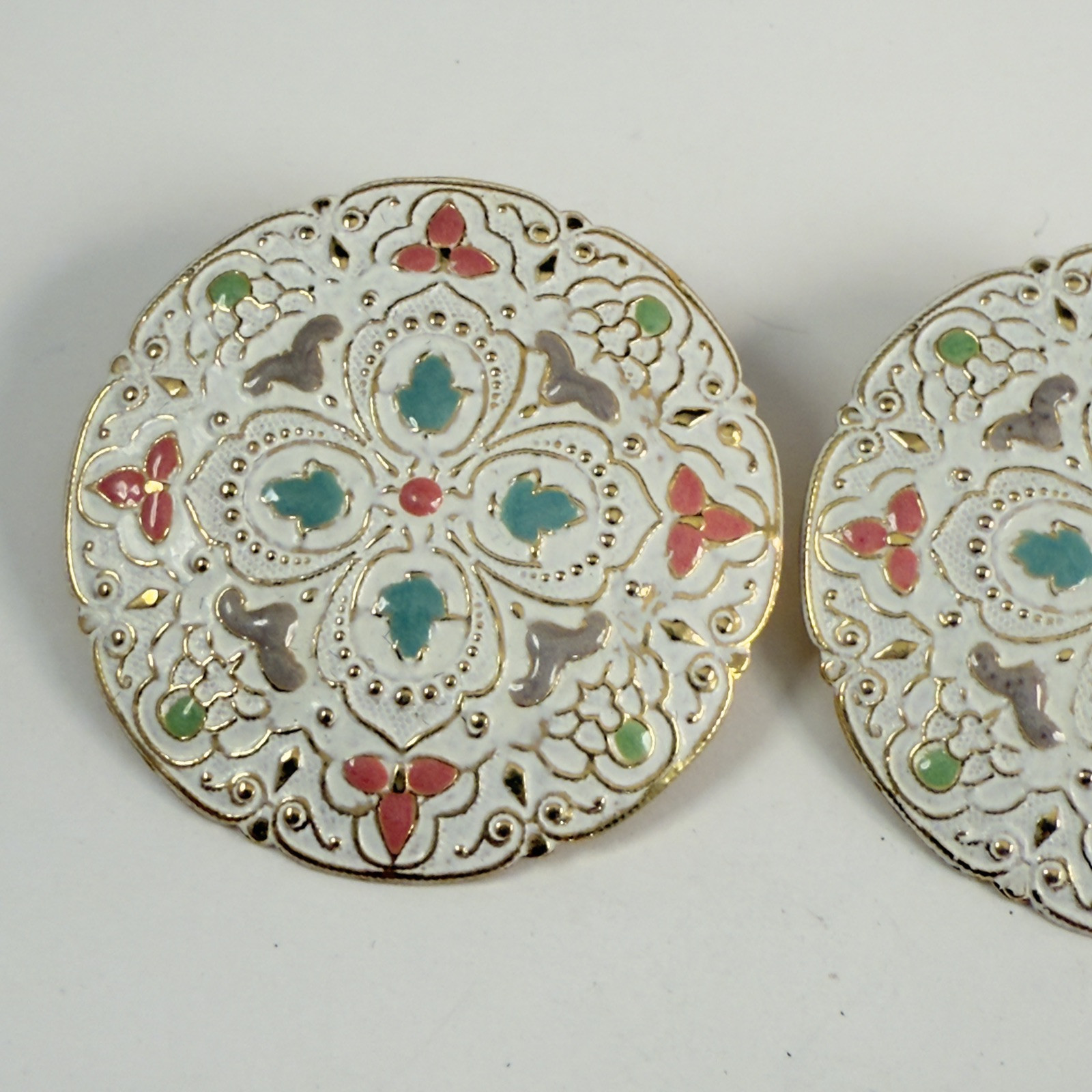 Vintage Large Round 90s to More Modern Enameled Lightweight Pierced Earrings