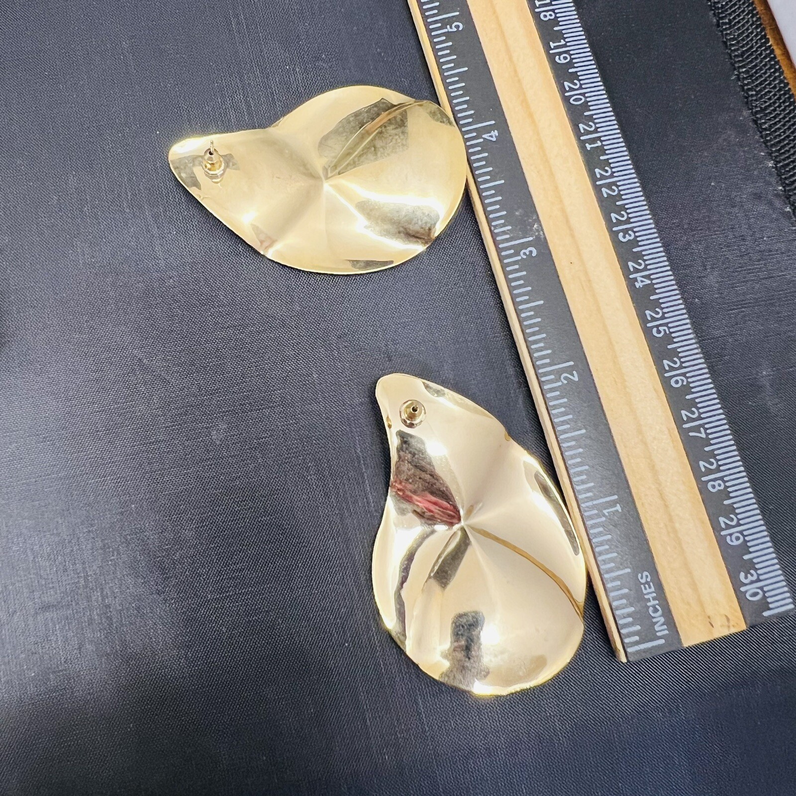 Vintage Huge Earrings Enamel Abstract Gold Green Red Yellow Flame Oversized 4001