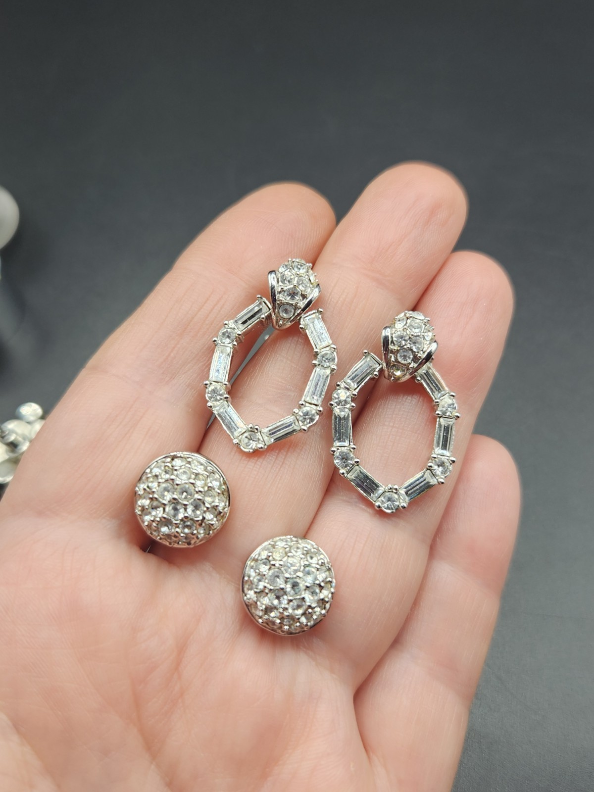 Vintage Rhinestone Earrings and Brooch