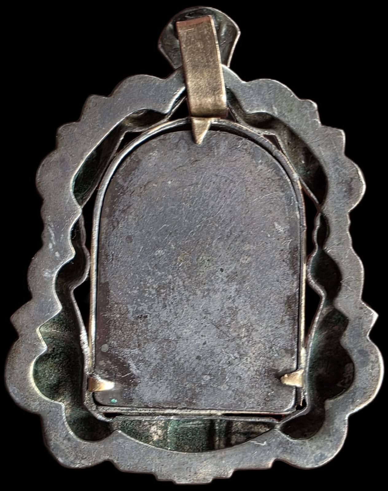 Fine Antique European Art Deco Gold Silver Virgin Mary Pendant Medal Ca 1900